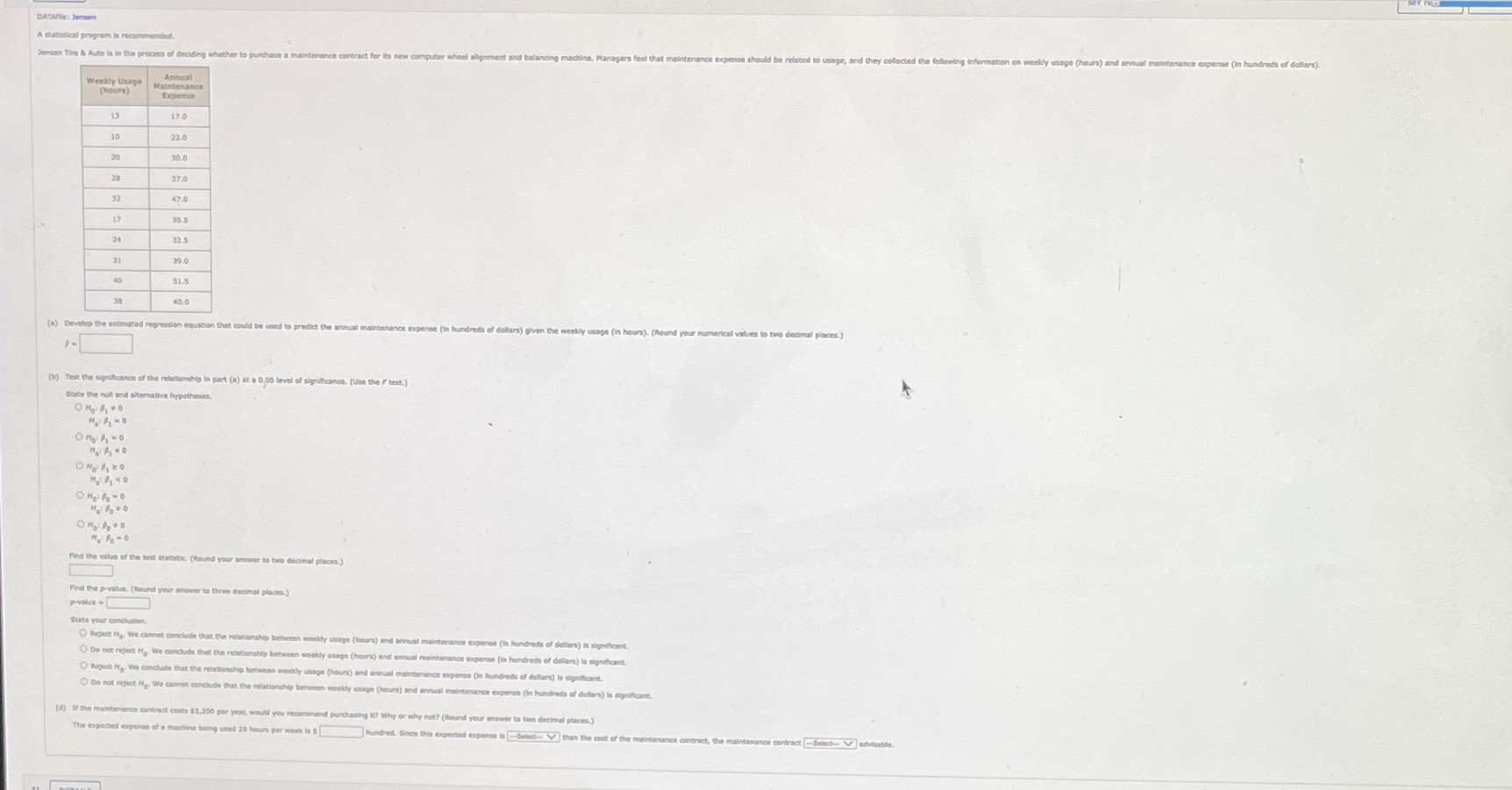  DATAPile: Jenor A statistical program Is reco ansen Tire & Auto