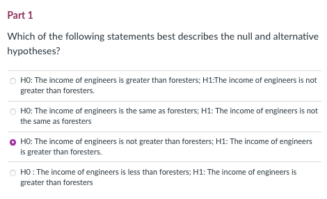 a greater annual income than foresters ten years after graduation. Random samples