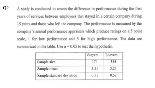 during the first years of services between employees that stayed in a