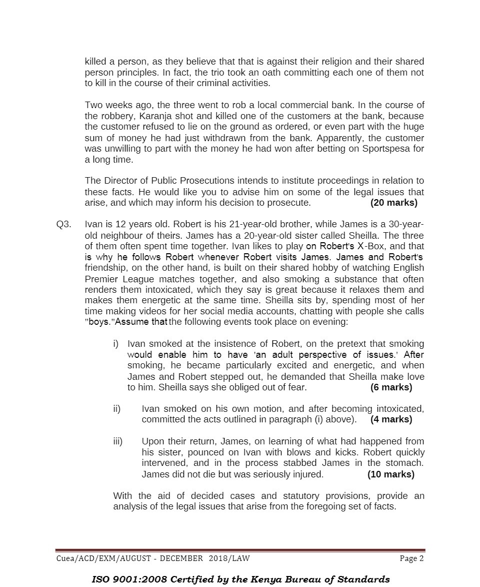  Q3. killed a person. as they believe that that is against