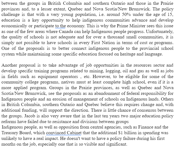 to develop briefings and presentations for senior management and stakeholders. He had