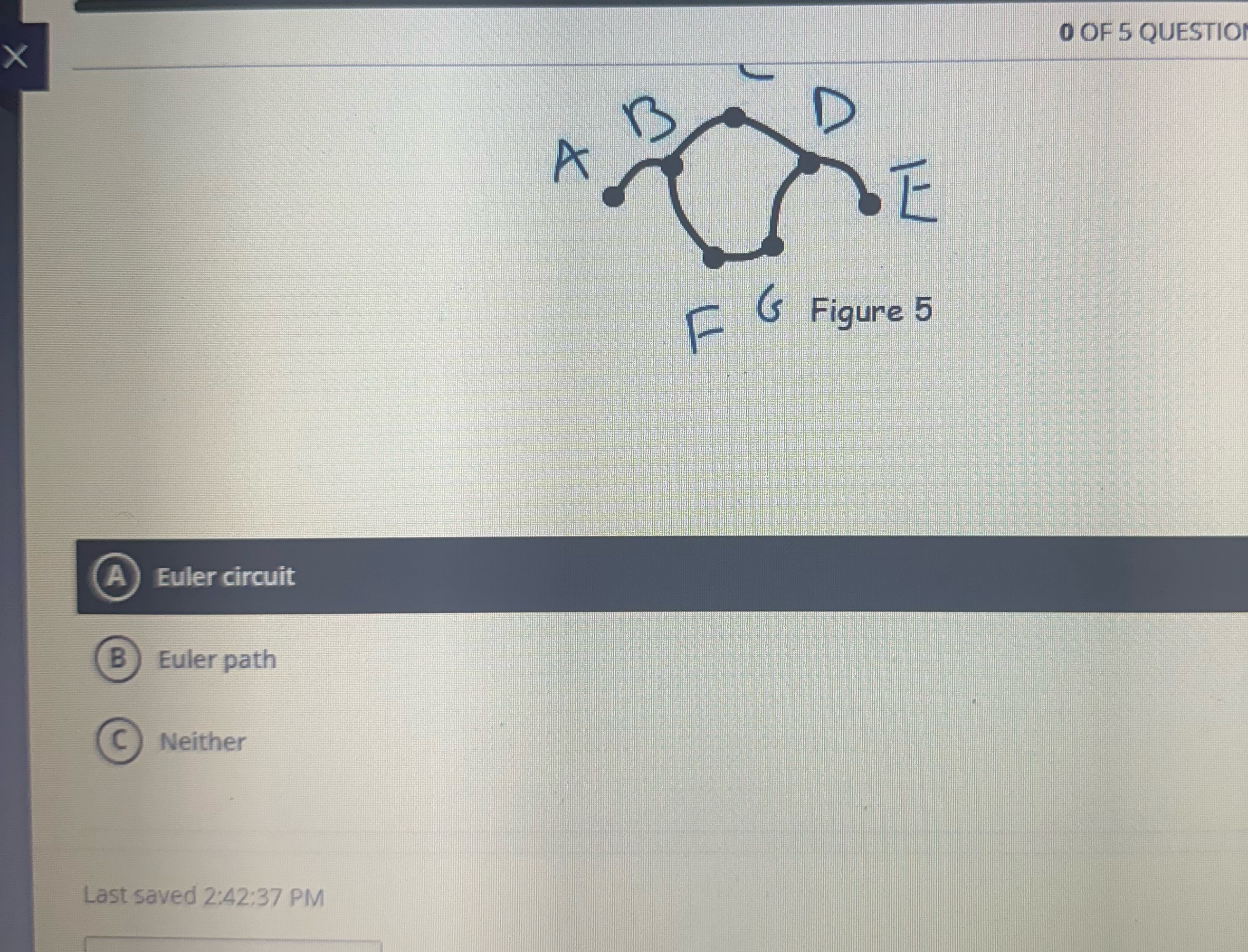  Determine whether the graph has an Euler circuit, an Euler path