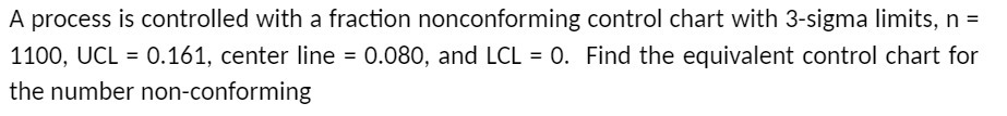  A process is controlled with a fraction nonconforming control chart with