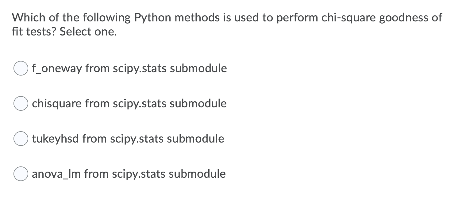 Which of the following Python methods is used to perform chi-square