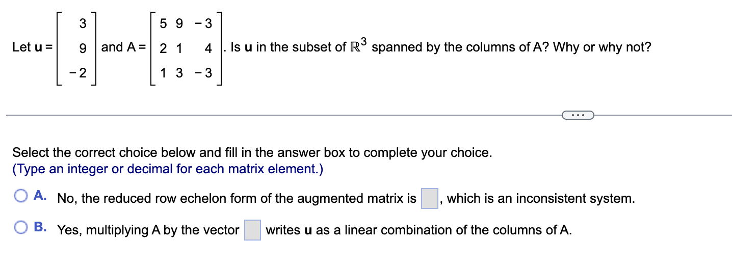  questions below: 3 59 -3 Let u= 9 and A =