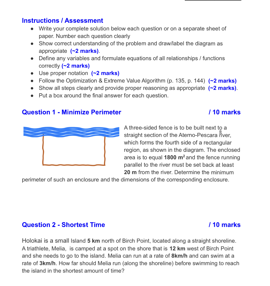  Instructions I Assessment :- Write your complete solution below each question