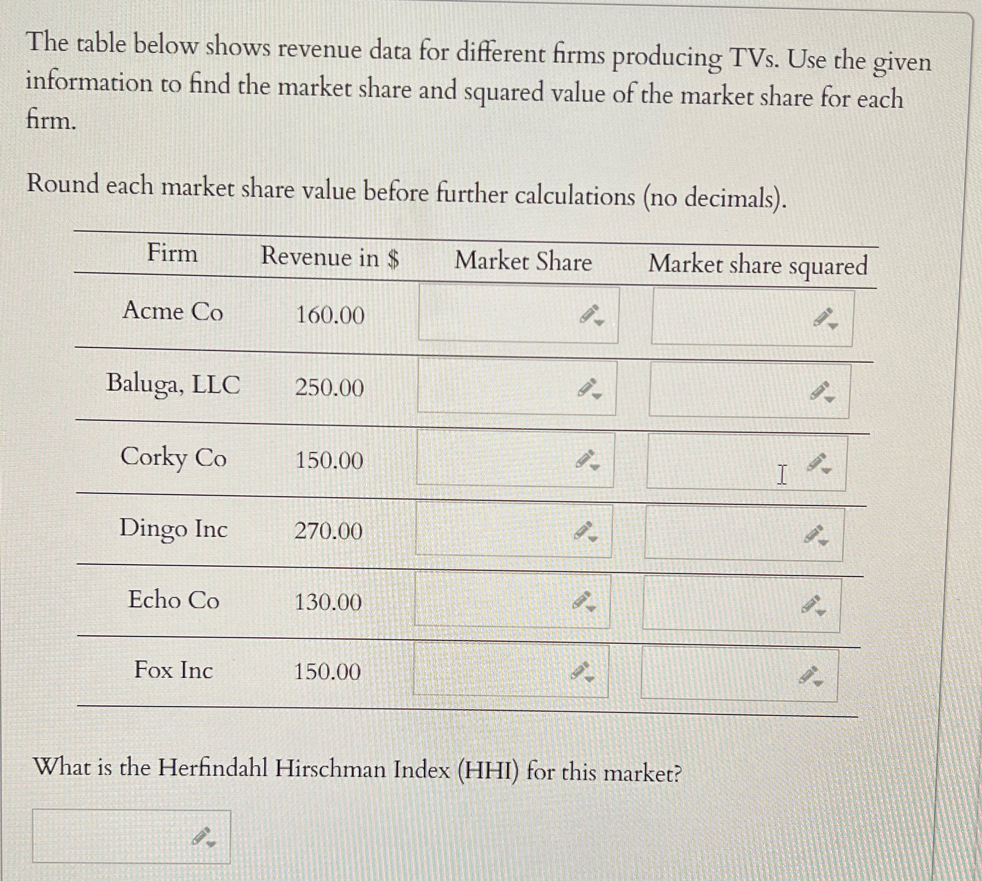 Question 8 chapter 11 could you please put it in table