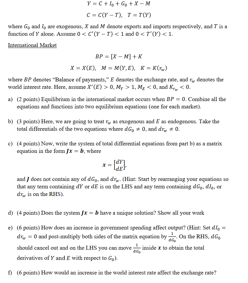  Y =C+lo+ Go+X -M C = C ( Y - T),