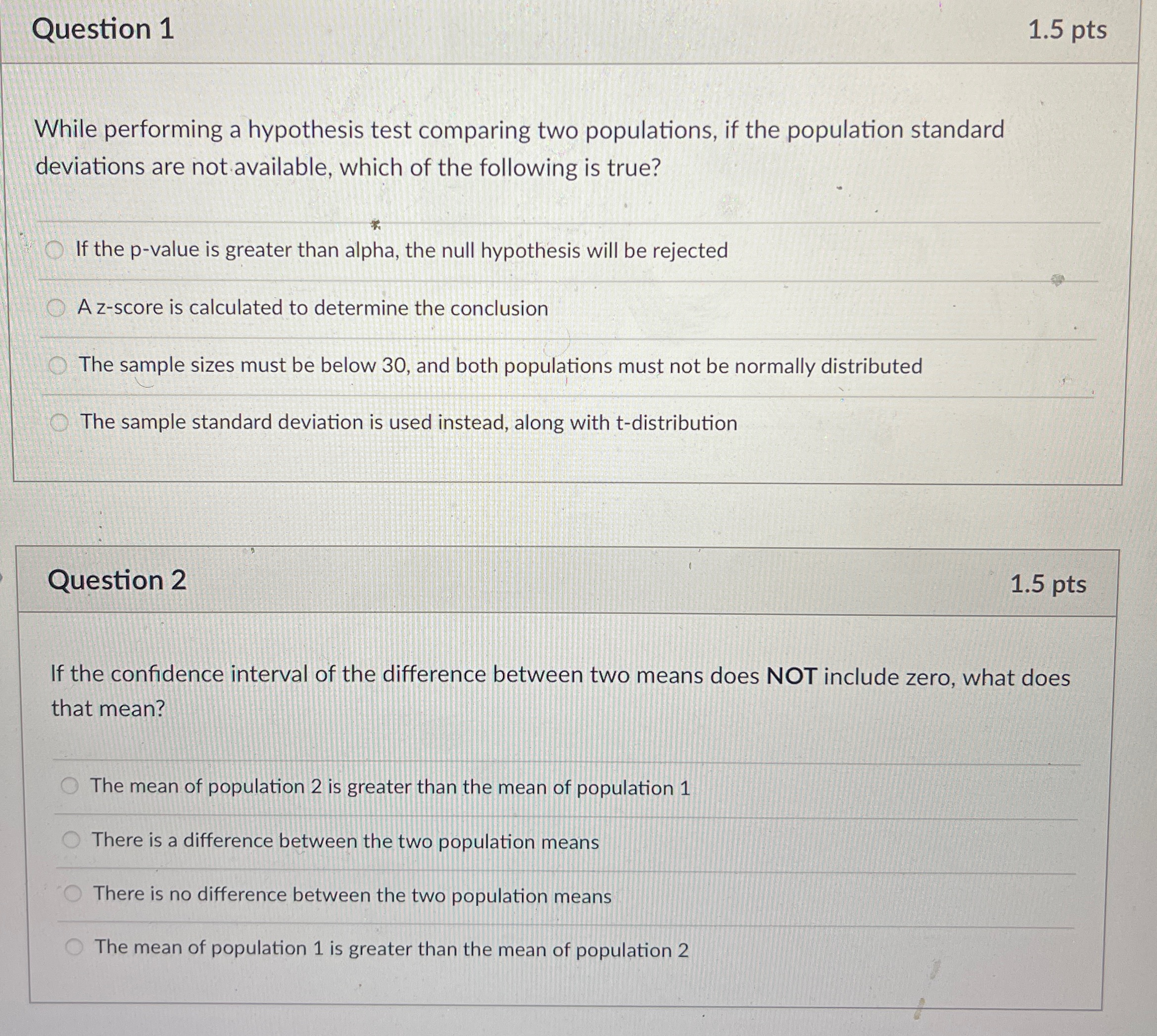 populations, if the population standard deviations are not available, which of the