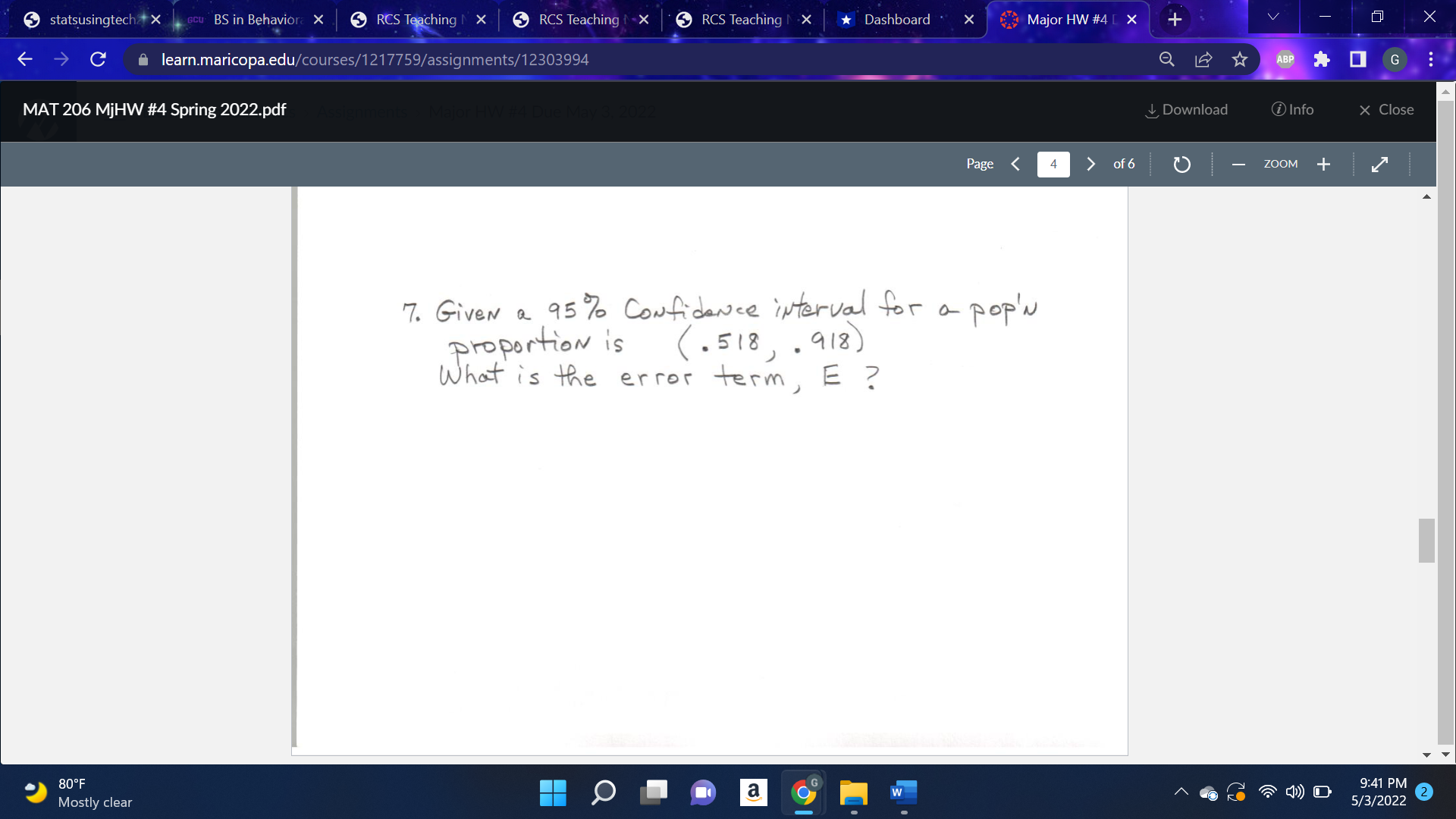 RCS Teaching - X RCS Teaching .X Dashboard X Major HW #4