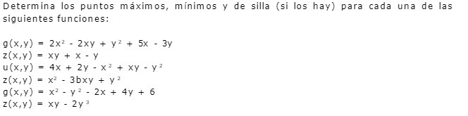 Determina los puntos mximos, minim os y de silla (si los hay)