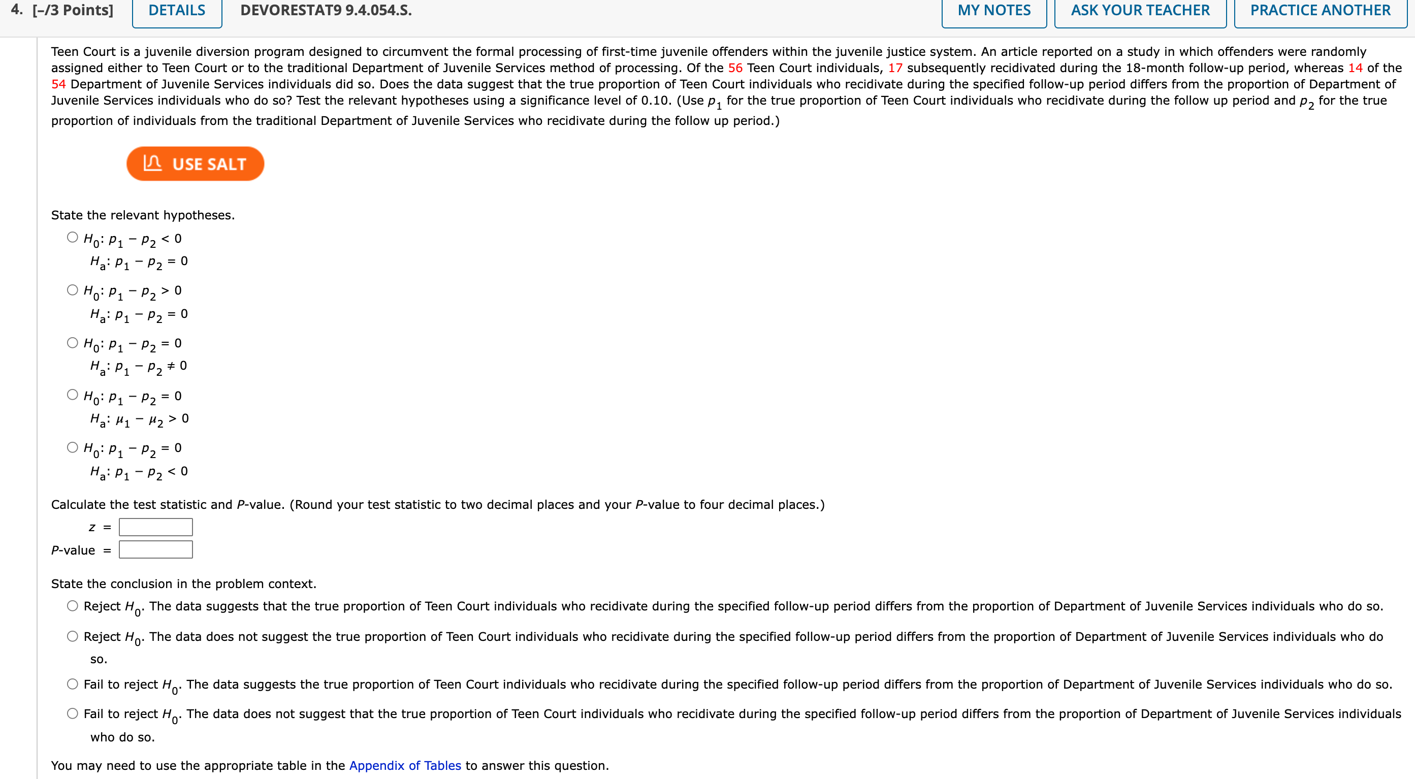  4. [I3 Points] DETAILS DEVORESTAT9 9.4.0545. MY NOTES I ' ASK