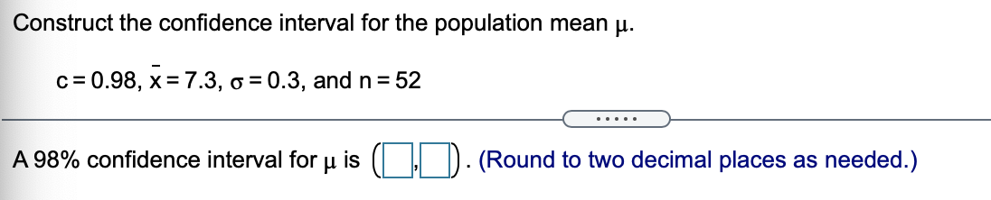 0.98, x = 7.3, o= 0.3, and n = 52 A 98%
