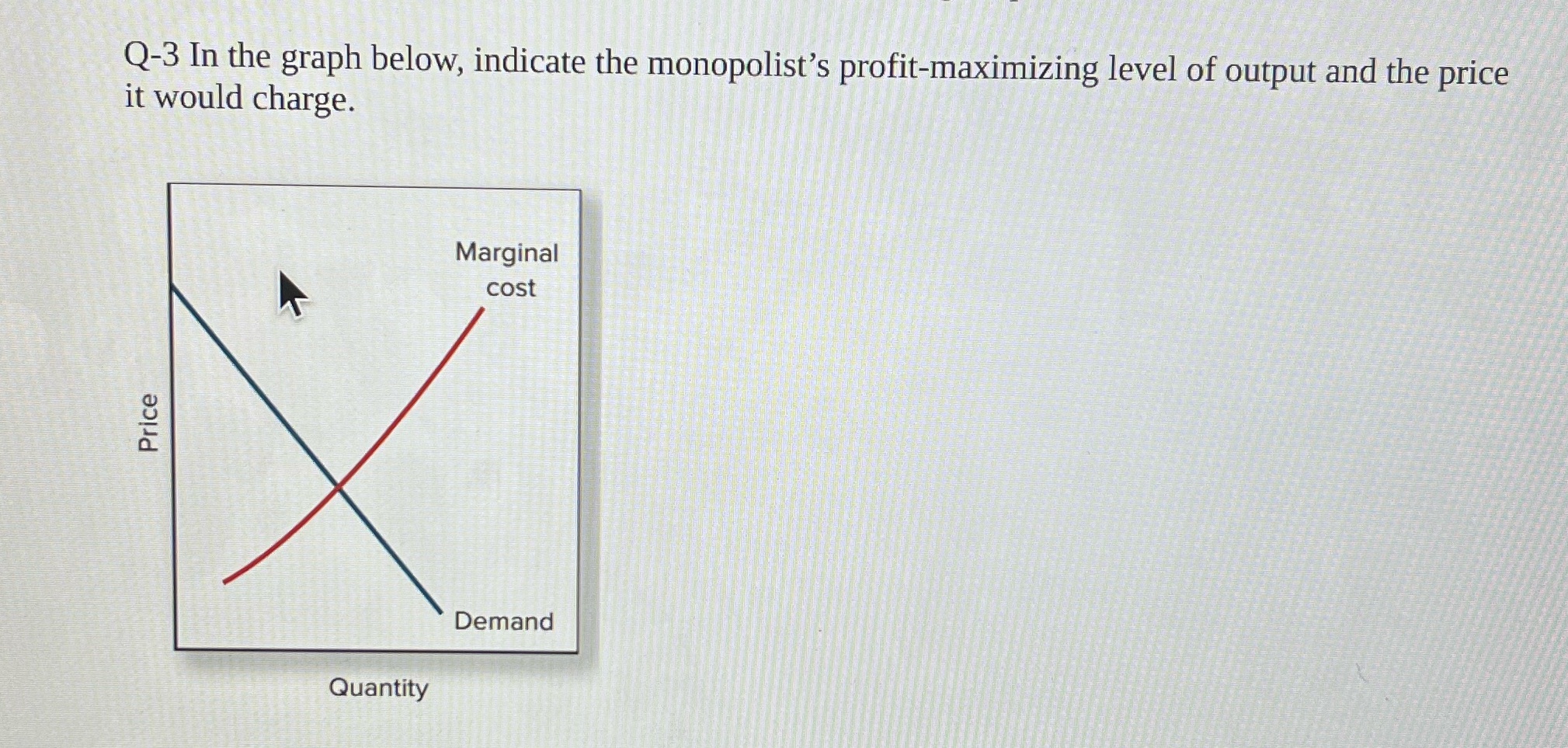 output and the price it would charge. Marginal cost Price Demand Quantity