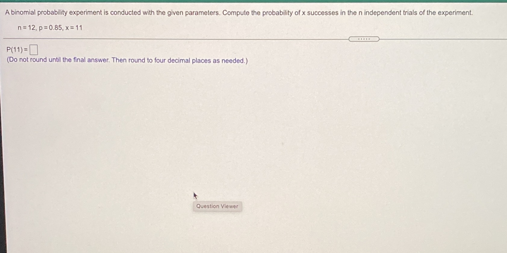 the probability of x successes in the n independent trials of the