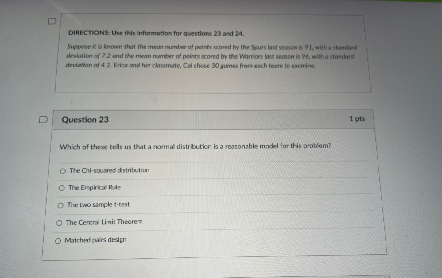 Statistic Standard Deviation of Statistic Difference of sample means 722 Special case