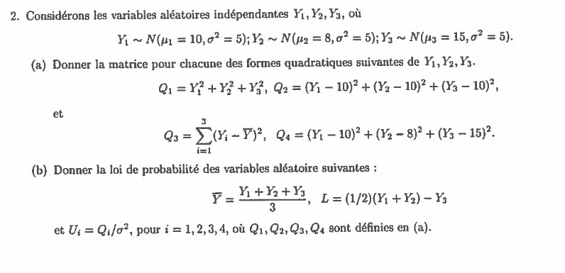 2. Considron8 les variables alatoires indpendanteg YL, Y2, Ya, oil YL N(l