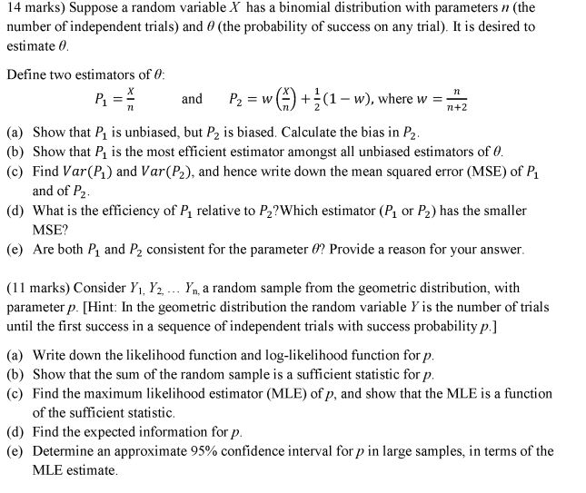 parameters n (the number of independent trials) and 0 (the probability of