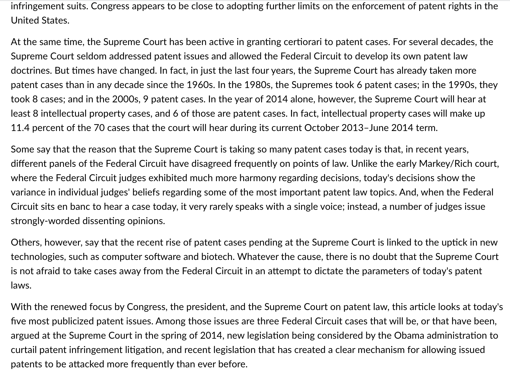 current problem in patent law and whether the latest change described at