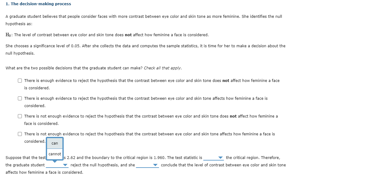 reject the hypothesis that the contrast between eye color and skin tone