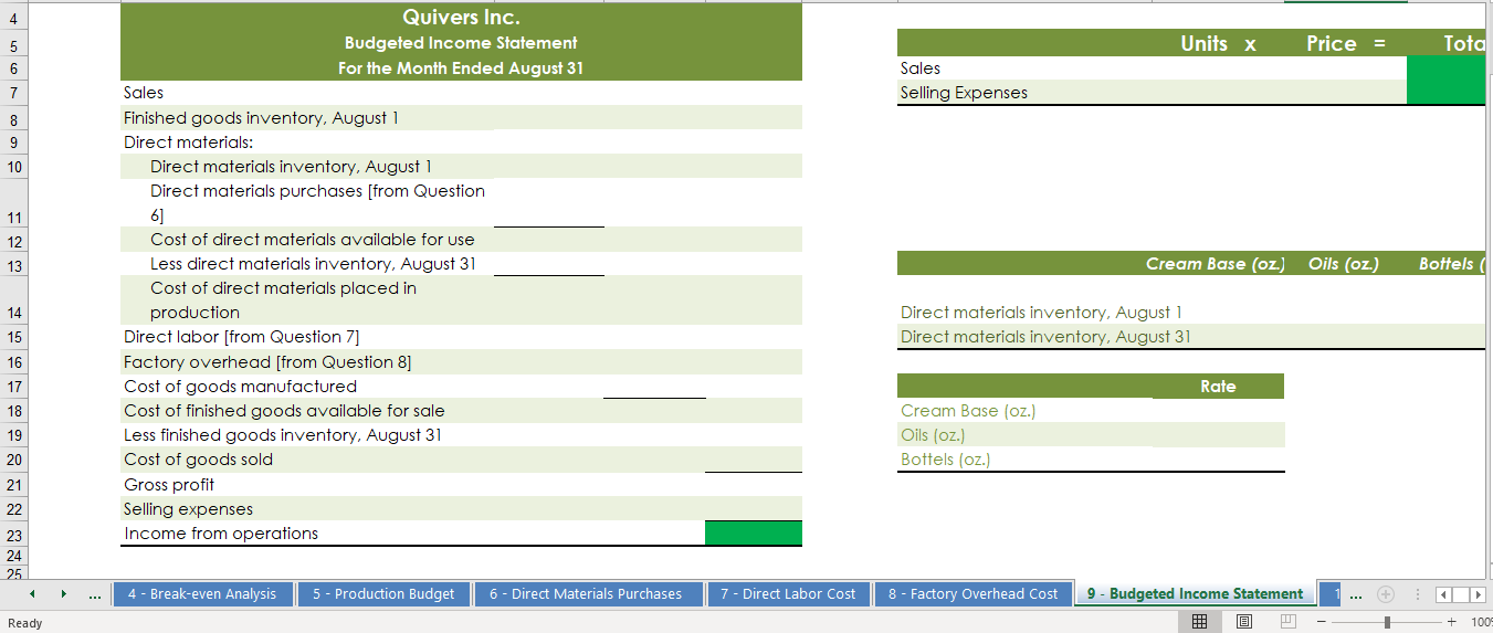 January 1 of the current year. The company produces eight-ounce bottles of