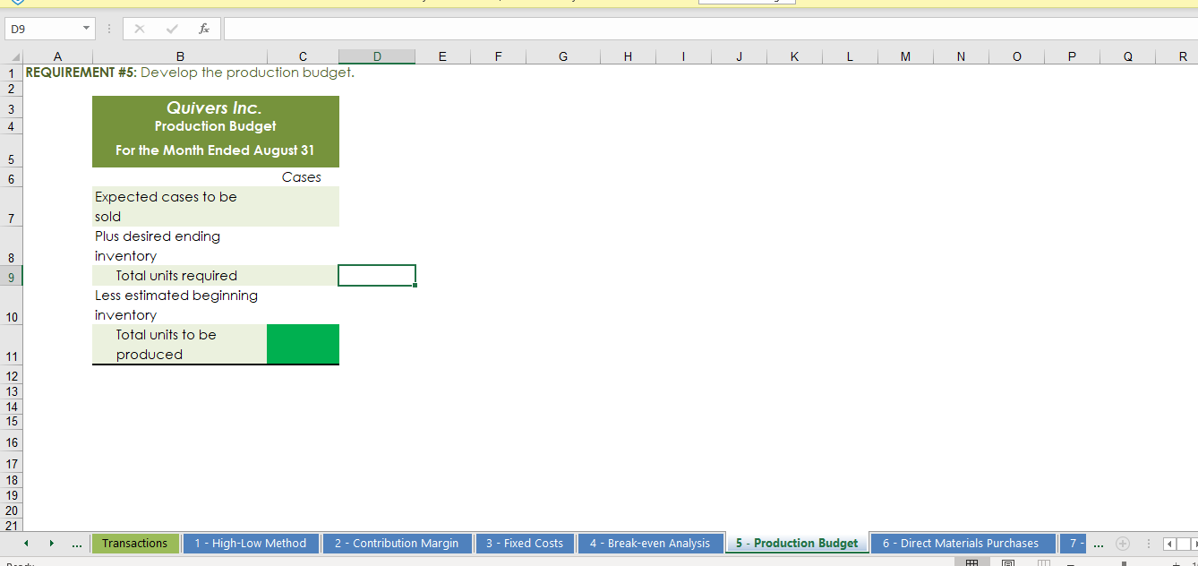 Unit Direct Materials Cost per Case Cream base Variable 100 oz $0.02