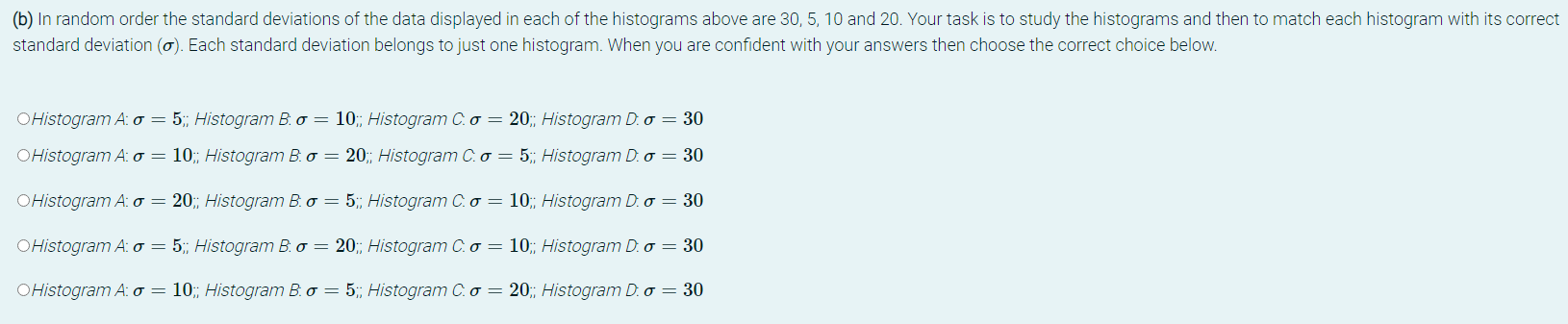 Histogram B, Histogram C and Histogram D, respectively. 150 100 Histogram A