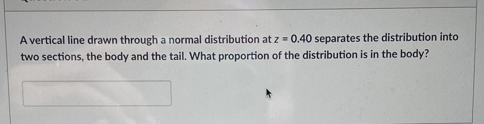 0.40 separates the distribution into two sections, the body and the tail.