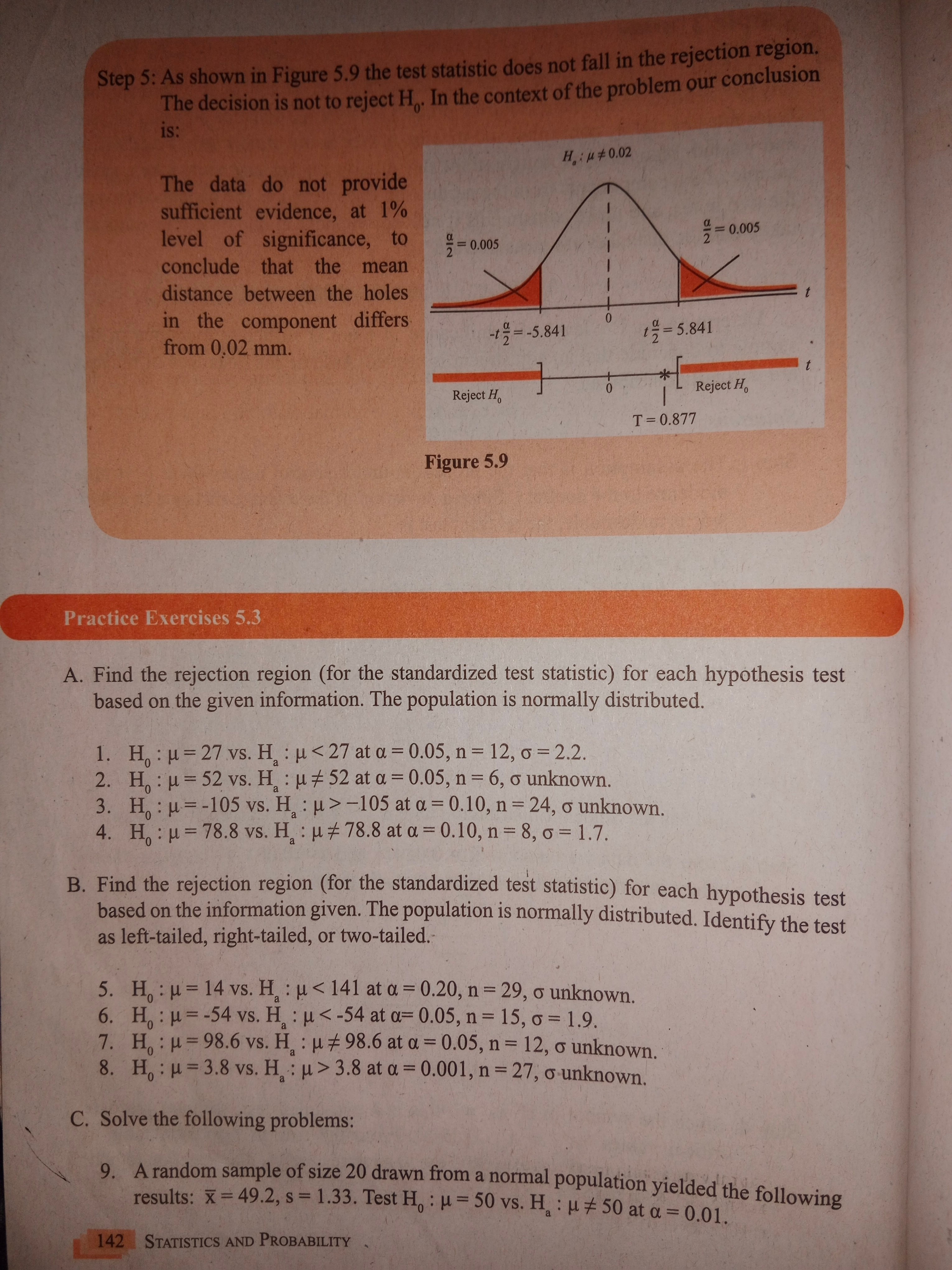 250 vs. H : u > 250 at a = 0.05. 11.