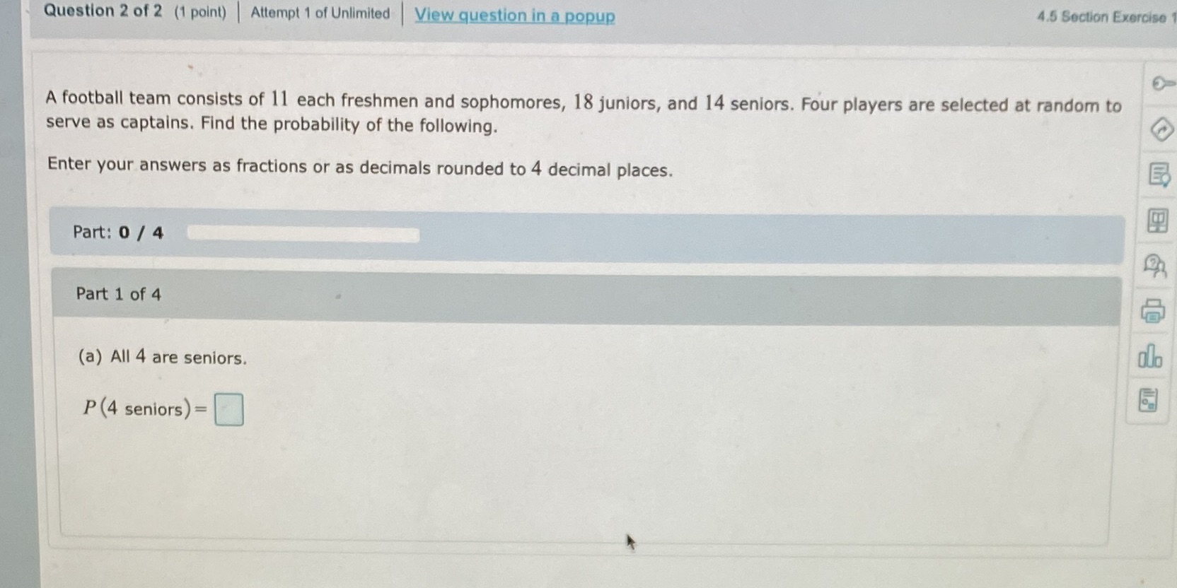 2 of 2 (1 point) Attempt 1 of Unlimited View question in