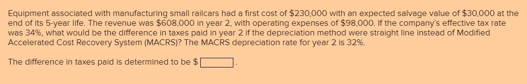 with an expected salvage value of $30,000 at the end of its