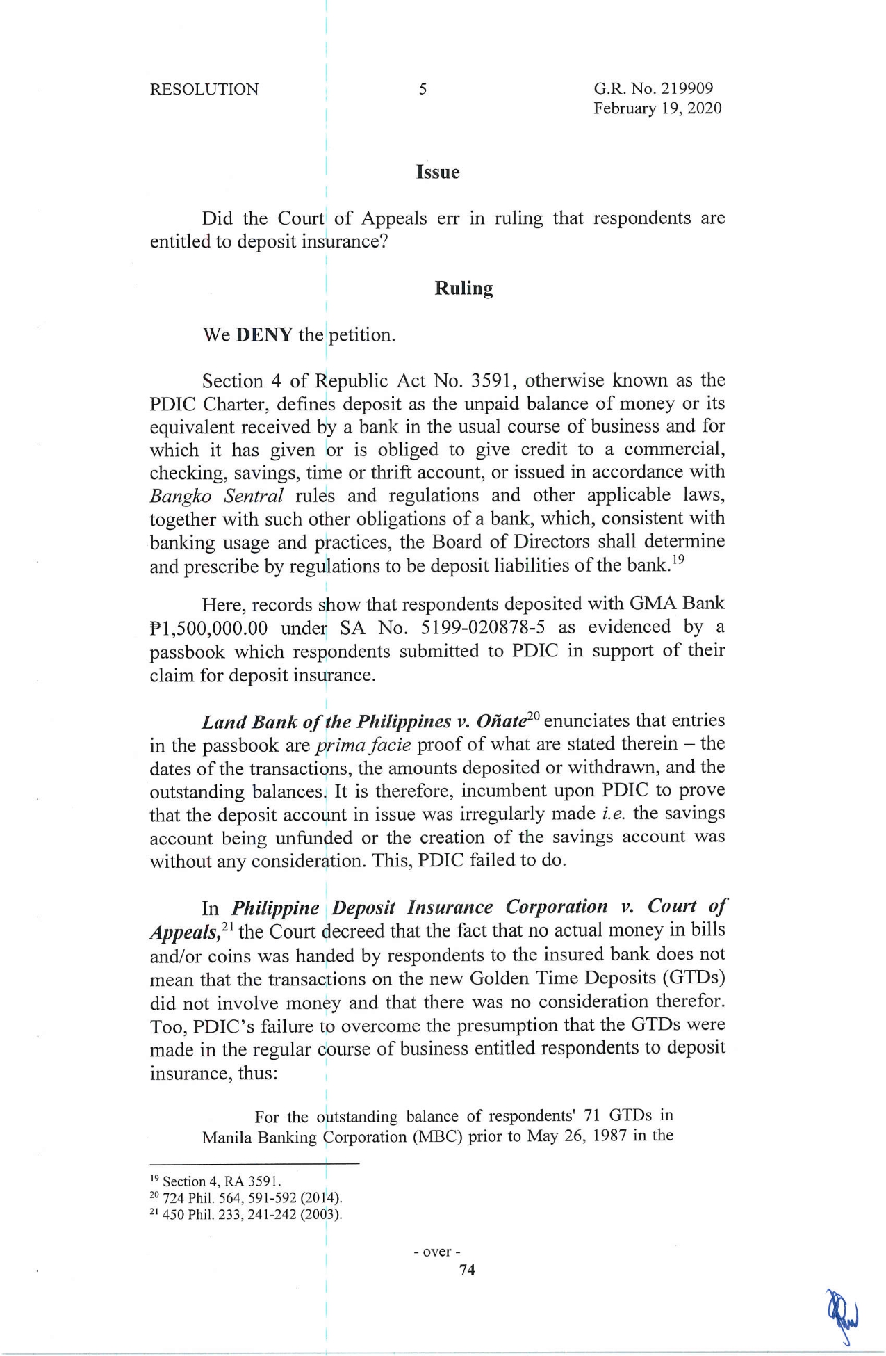 of money in dollars which were not reported to PDIC as deposit