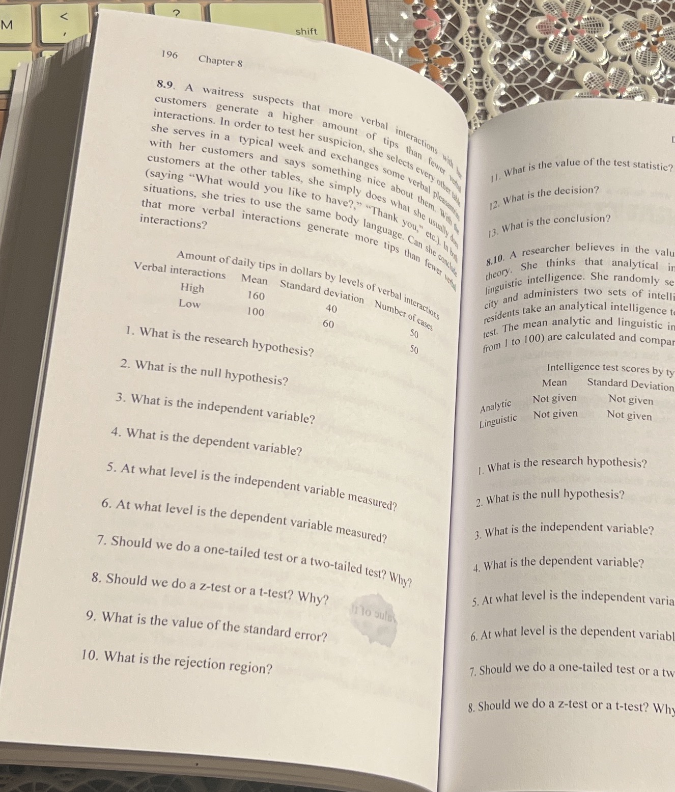 verbal interactions wit customers generate a higher amount of tips than fewer