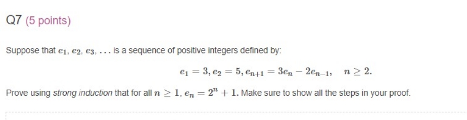 ... is a sequence of positive integers defined by: e1 = 3,