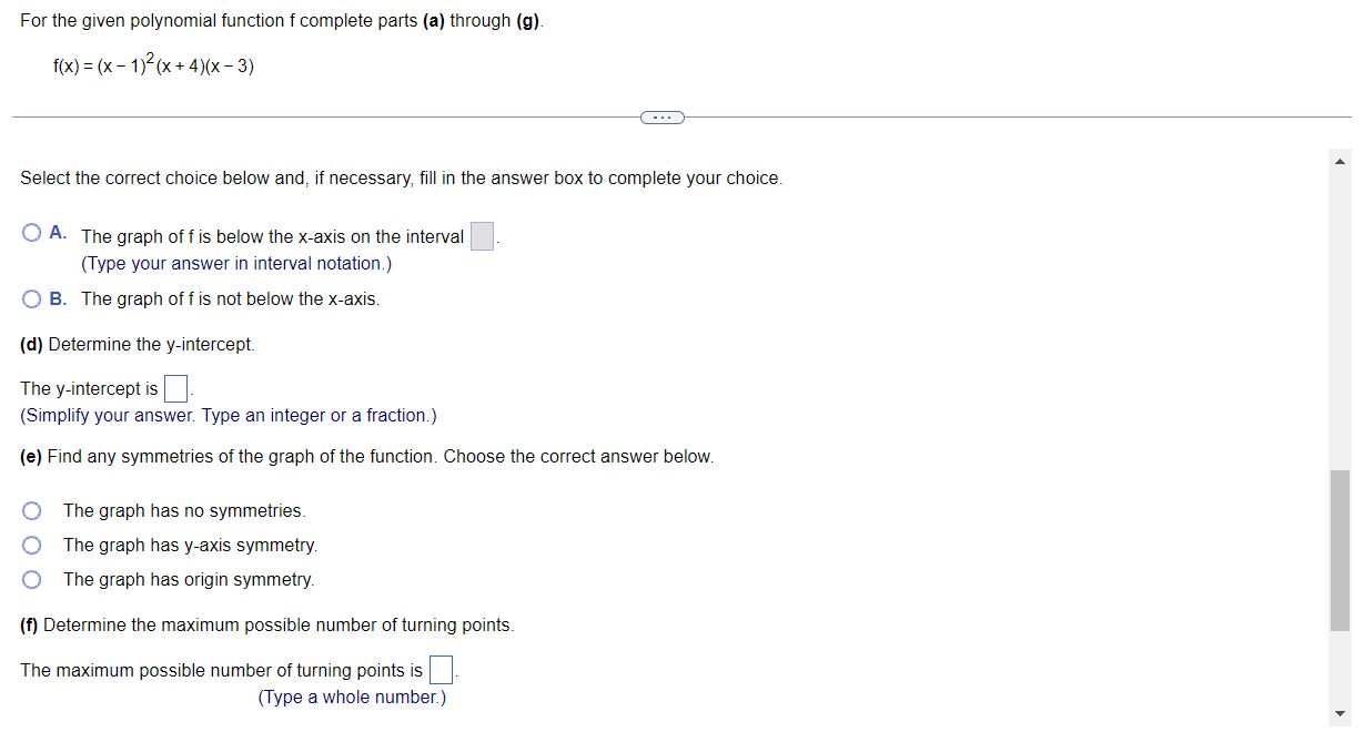 and y-intercept 76. . . . f(x) = (Use integers or decimals