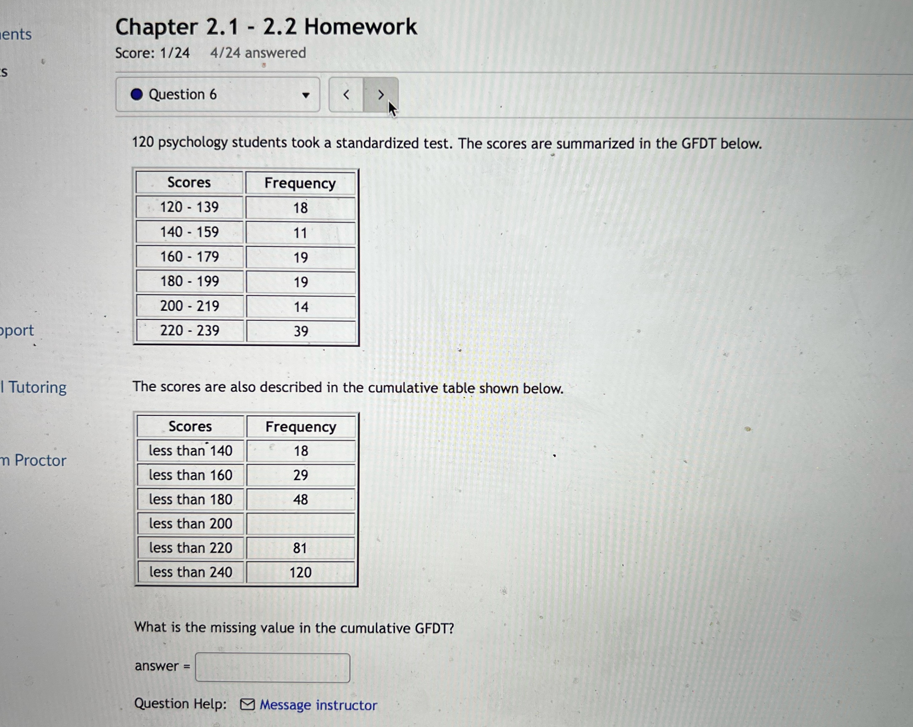 ents Chapter 2. 1 - 2.2 Homework Score: 1/24 4/24 answered
