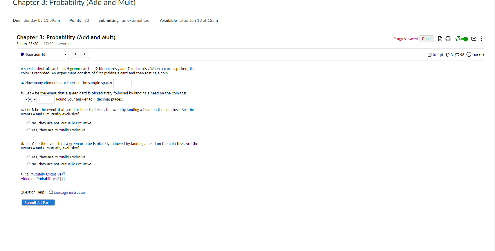 30 Submitting an external tool Available after Jun 13 at 12am Chapter