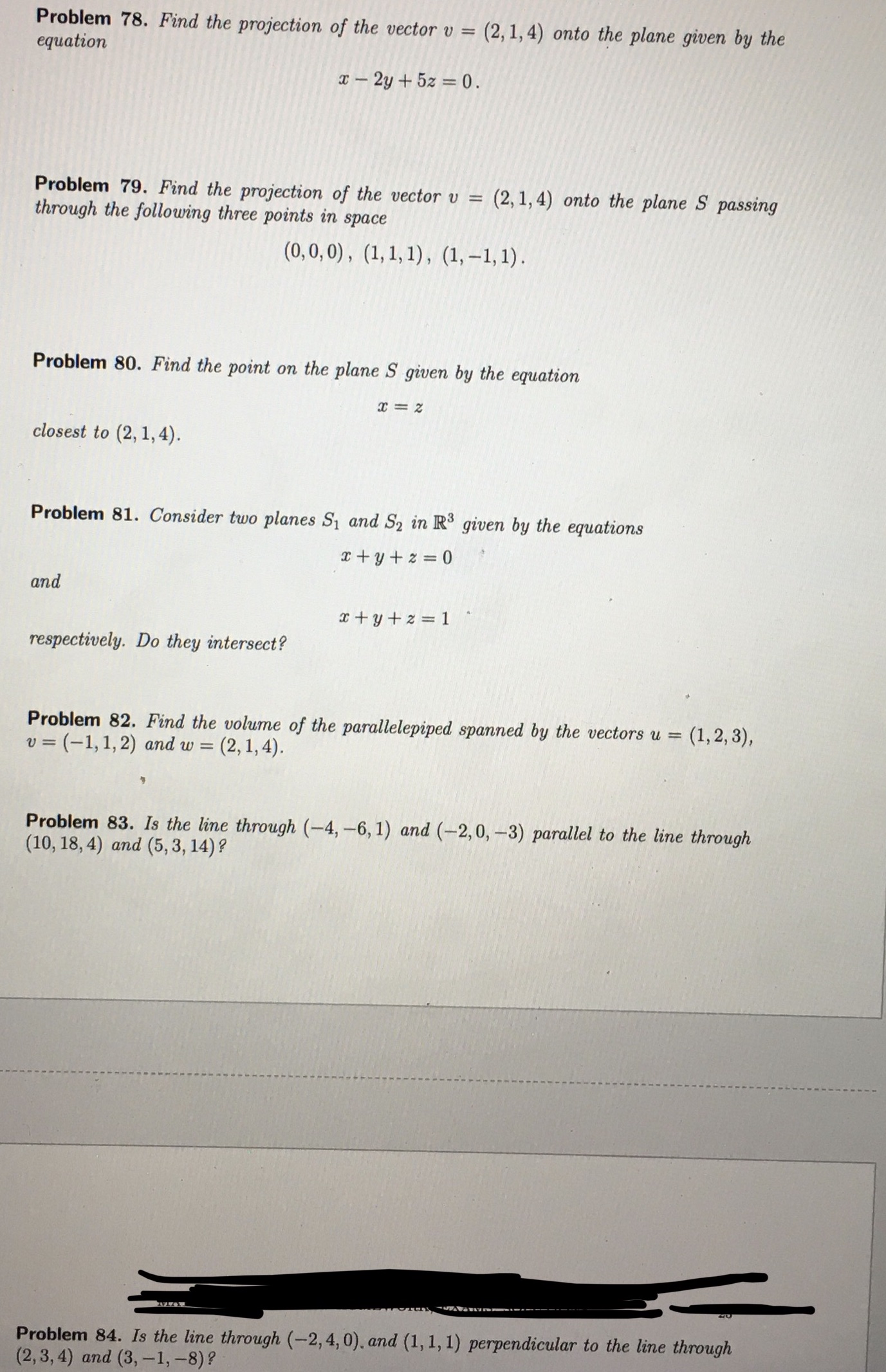 the vector v = (2, 1, 4) onto the plane given by