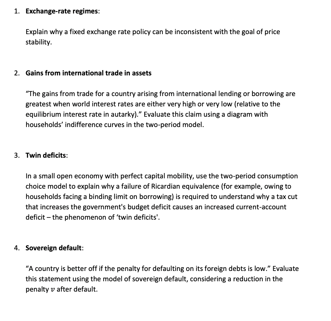 1. Exchange-rate regimes: Explain why a fixed exchange rate policy can
