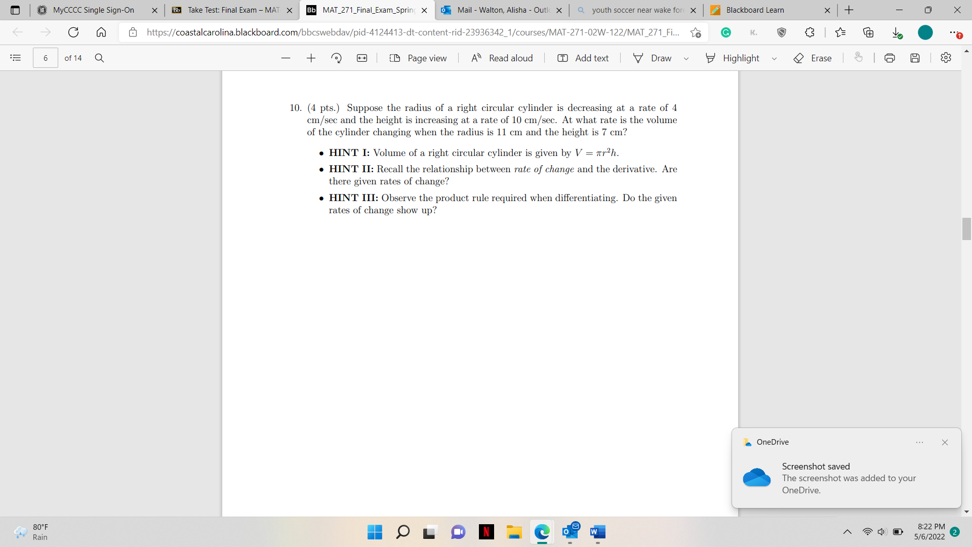 (4 pts.) Let f be differentiable on an interval. (a) Fill in