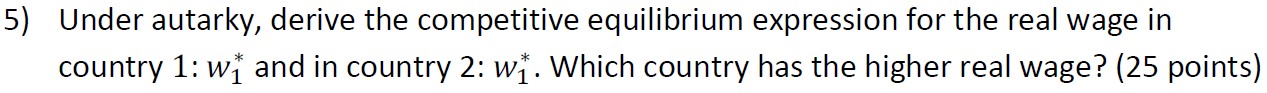 points) Let us consider a one-period model with two countries. Each of