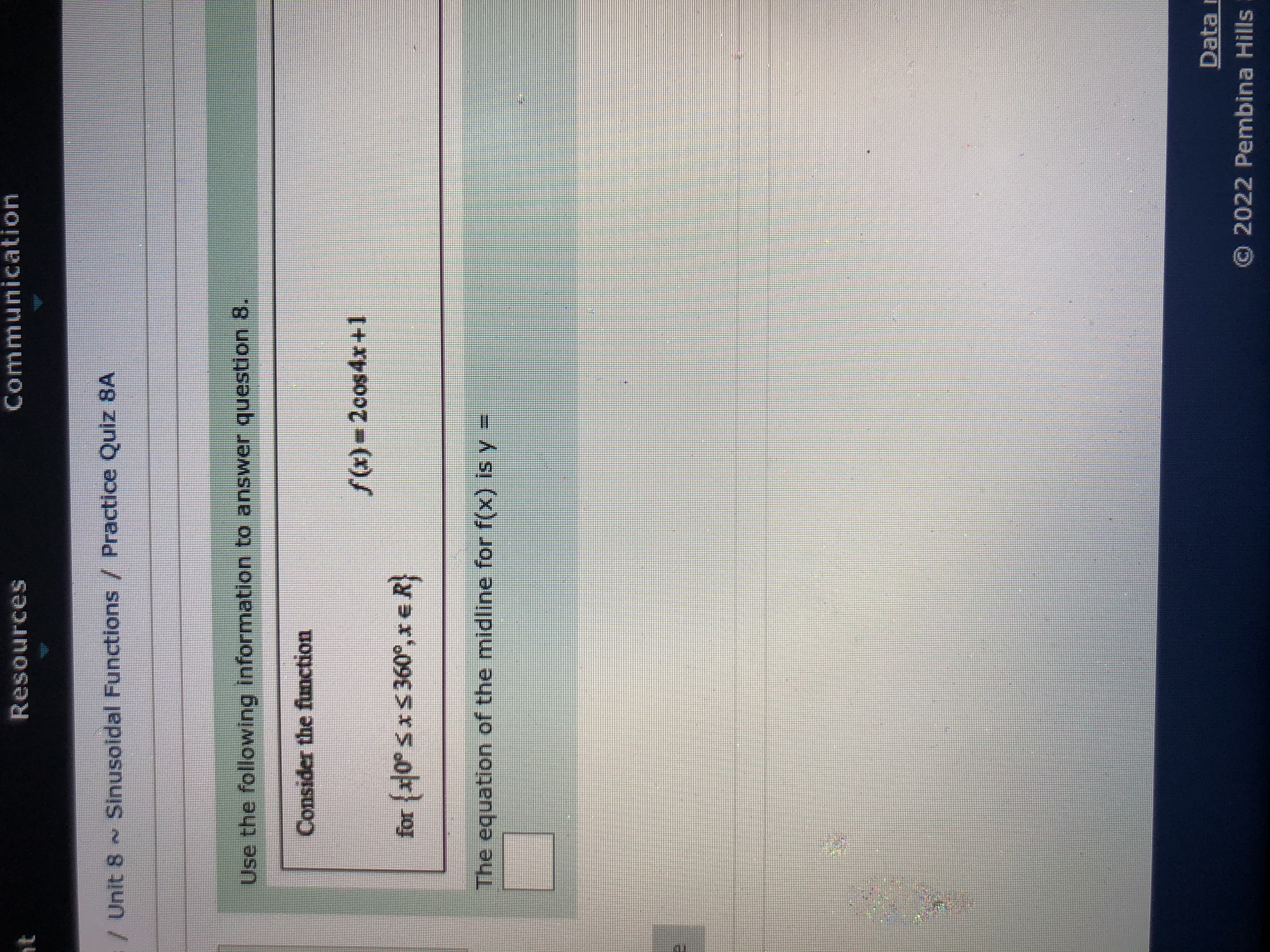 Use the following information to answer question 8. Consider the function f(x)
