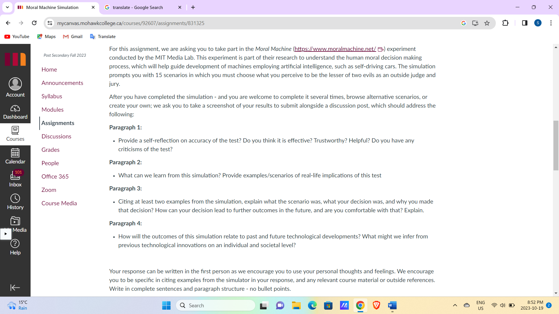 V [II Moral Machine Simulation x S translate - Google Search