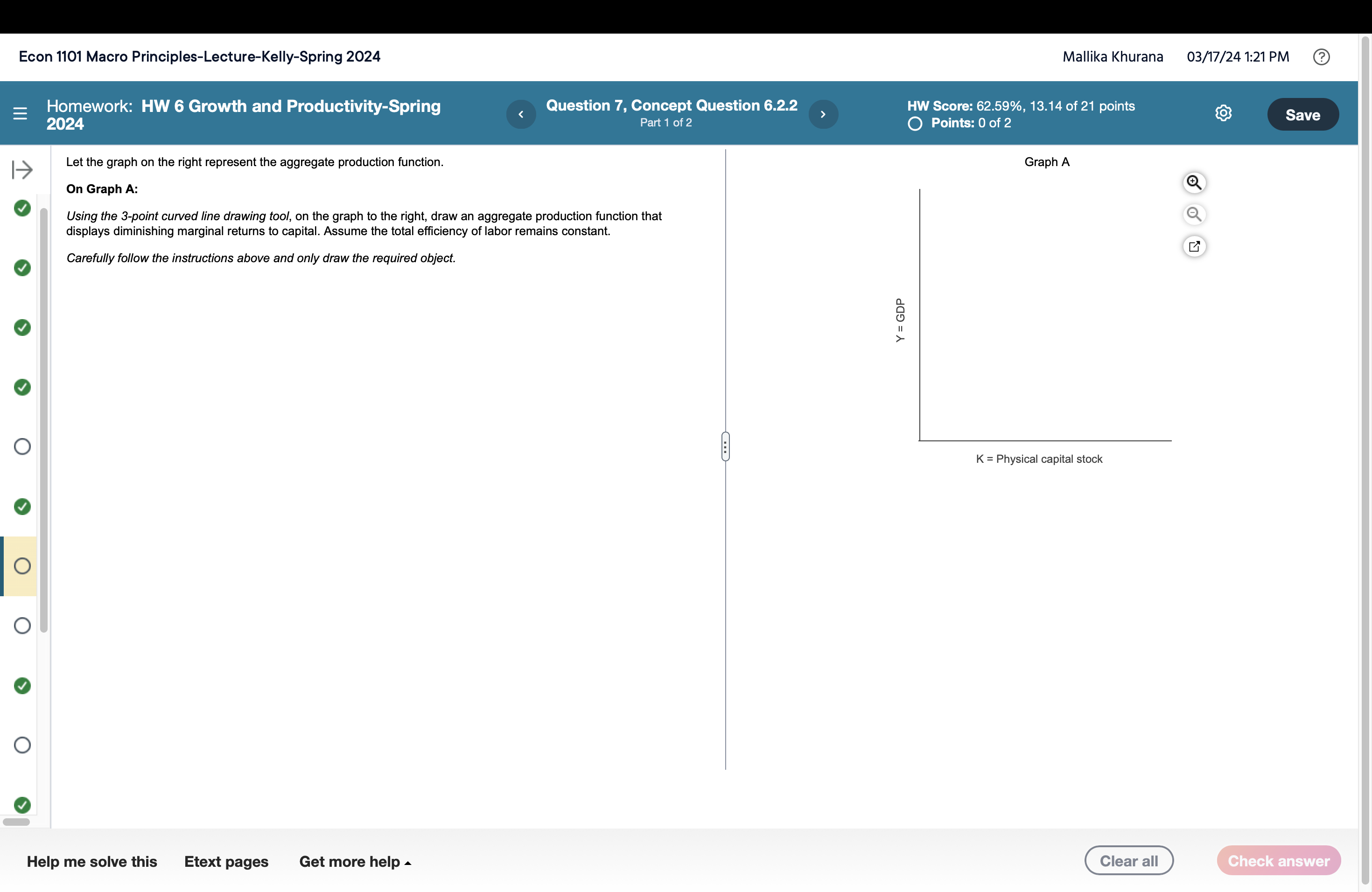 Graph? A:Using the? 3-point curved line drawingtool?,on the graph to the? right,