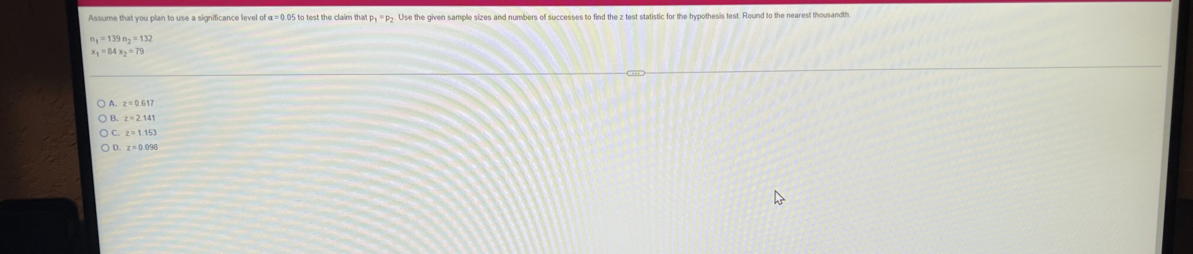having the same common attribute. Compare the results from a hypothesis test