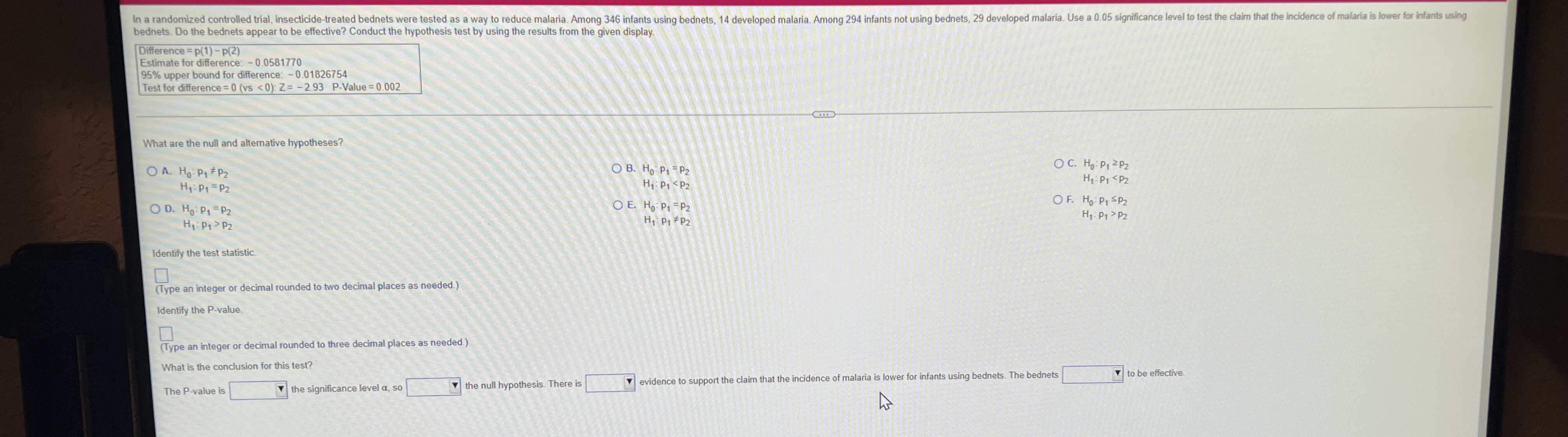 H1 : P1 P2 H1 P1 * P2 H1: P1 > P2