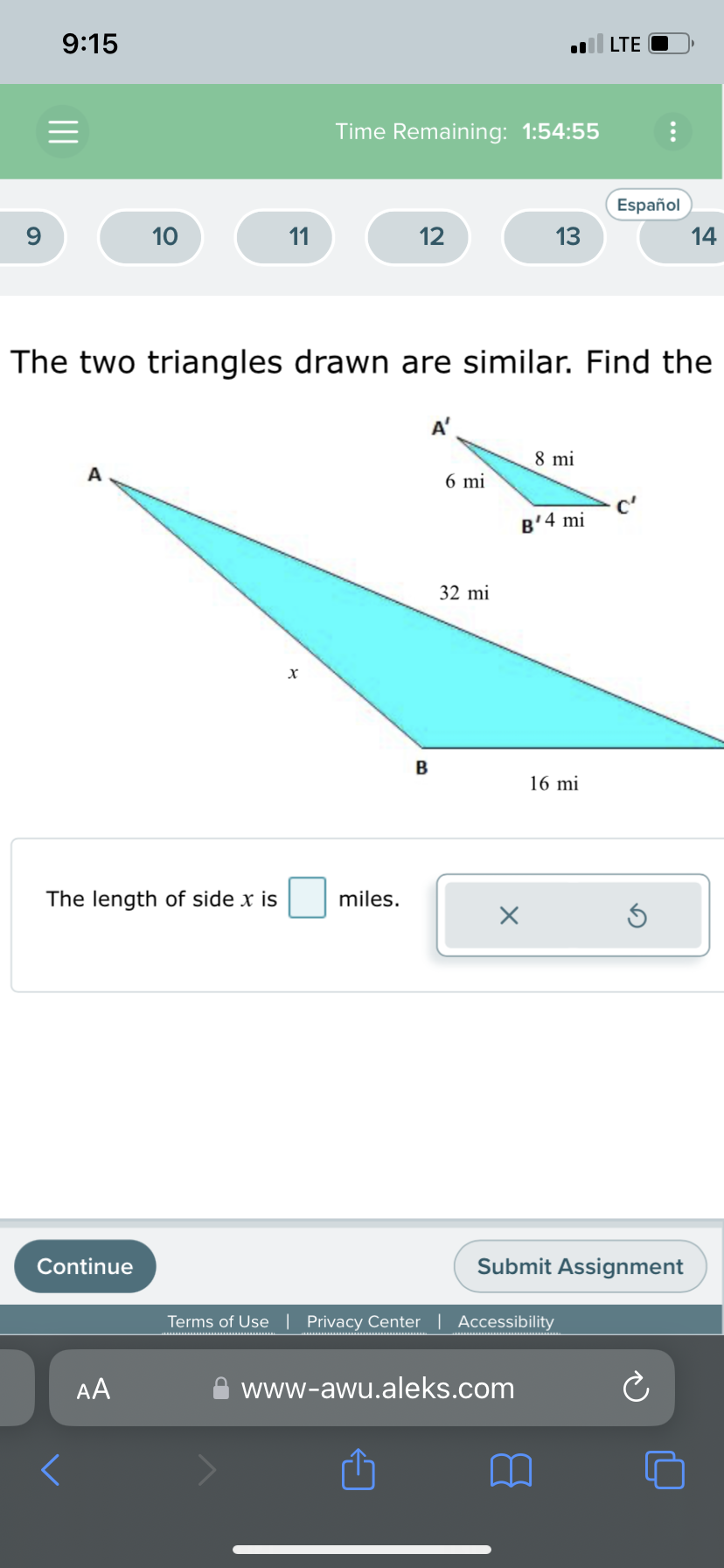 . . . Espanol 9 10 11 12 13 Find the perimeter.
