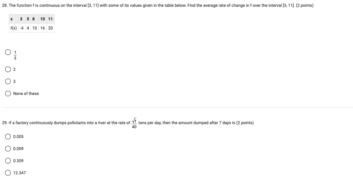 The function f ls continuous on the Interval [3, 11] with some