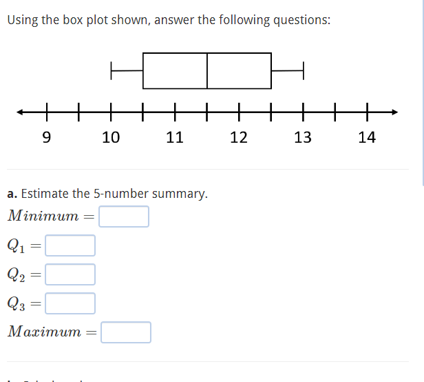  Using the box plot shown, answer the following questions: 9 10