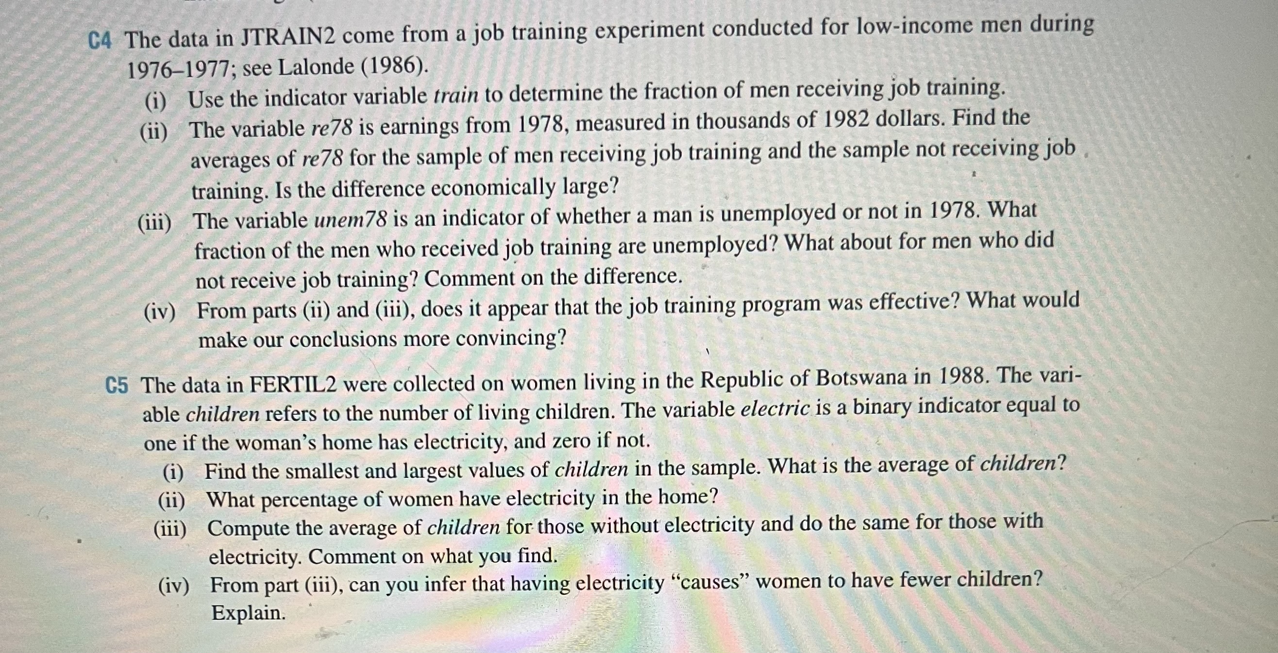 from a job training experiment conducted for low-income men during 1976-1977; see
